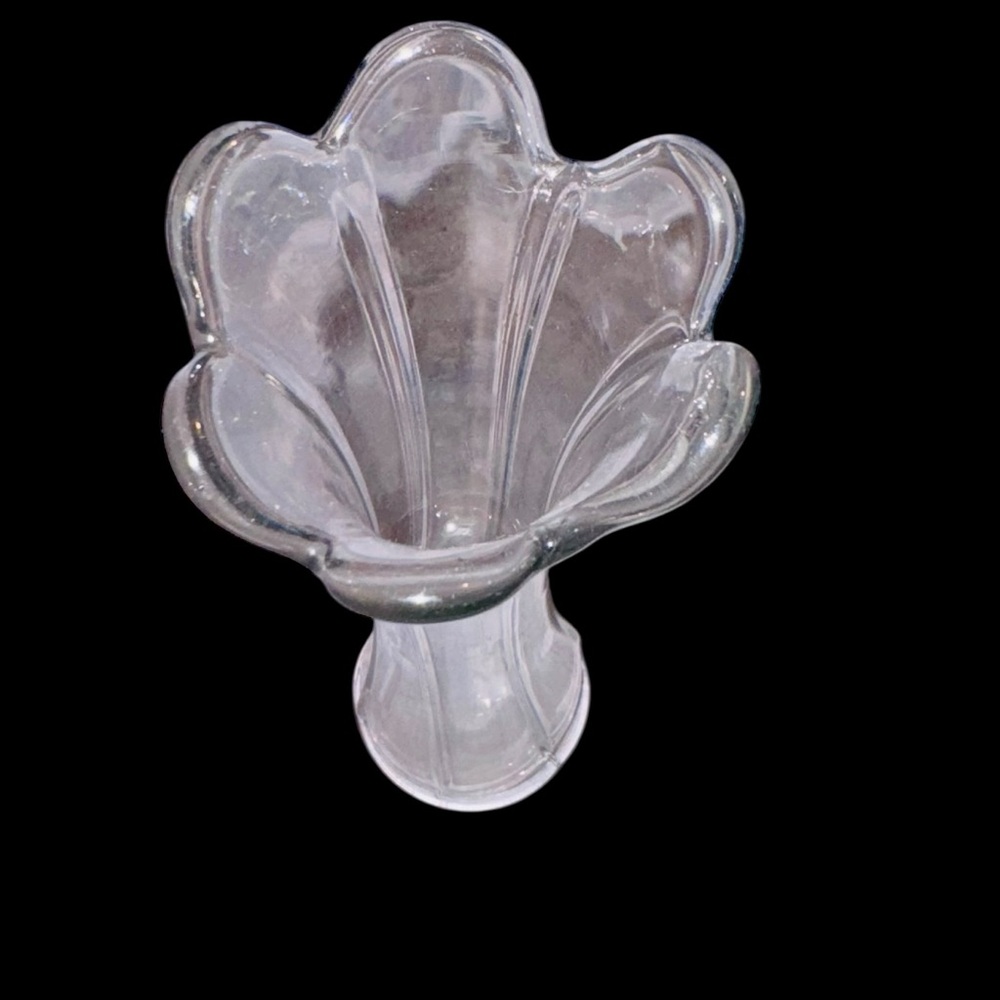 Vintage L.E. SMITH Stretch Clear Swung Ribbed Vase - Picture 7 of 10